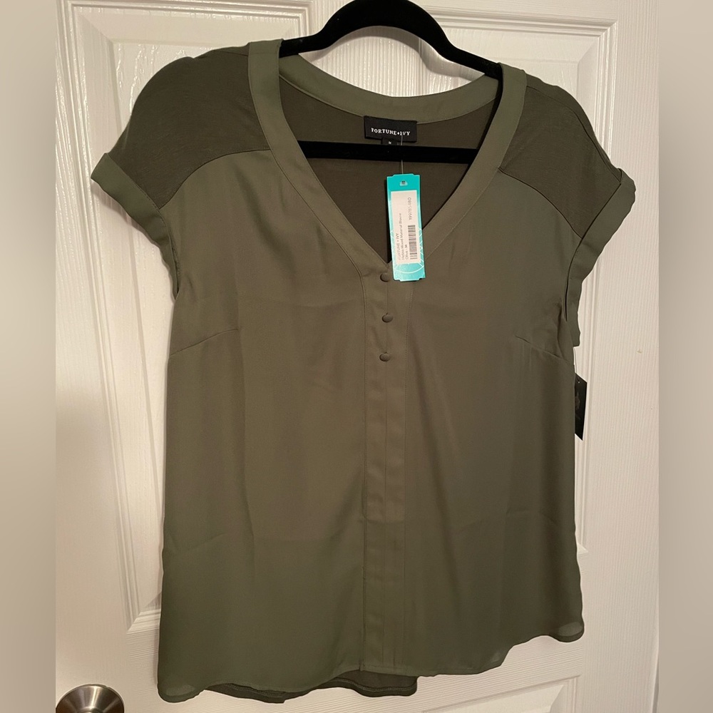 Mixed material blouse